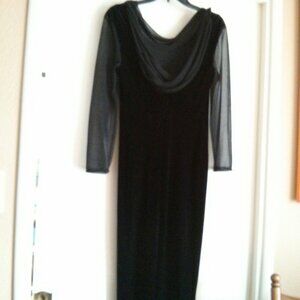 Vintage 90s Style Black Velvet Sheer Sleeve Dress Witchy Whimsigoth Cocktail